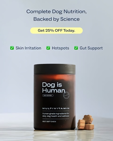 A minimalist, clean-styled product shot of a multivitamin jar featuring a clear benefit-driven headline and check-marked value propositions.