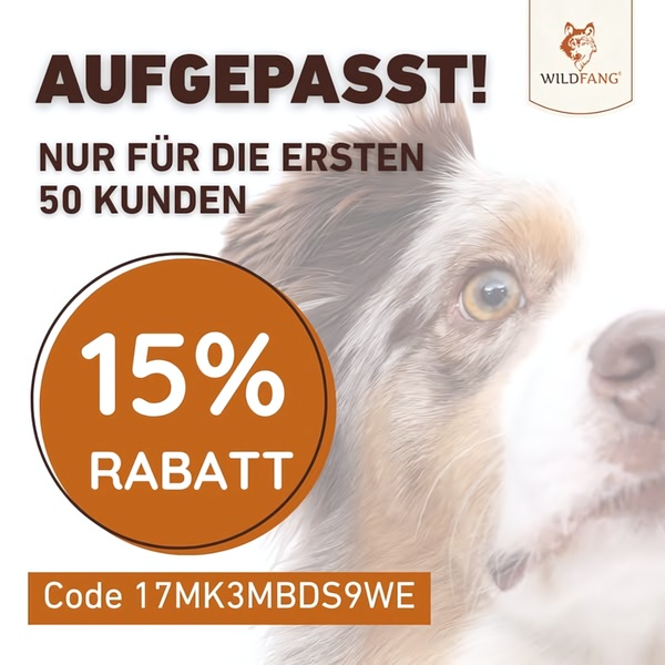 This ad creative features a direct-response discount offer for dog food, utilizing a bold, scarcity-based headline to drive immediate action.