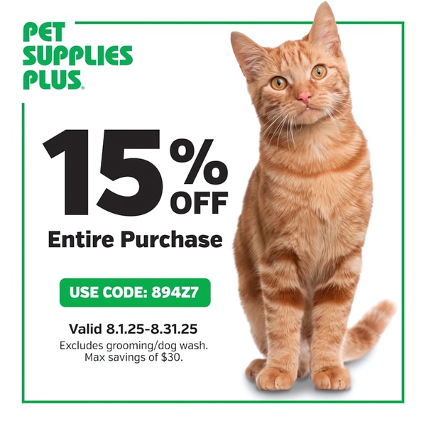 A high-conversion discount ad for pet supplies featuring a clean product-focused visual, bold percentage savings, and a clear call-to-action.