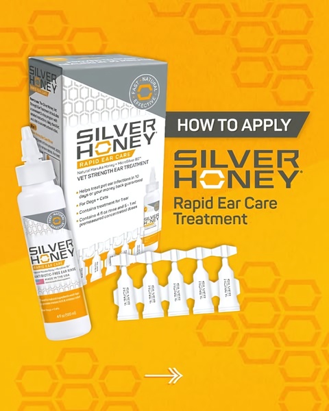 An educational ad layout that clearly displays the product, its packaging, and instructions to show ease of use to pet owners.