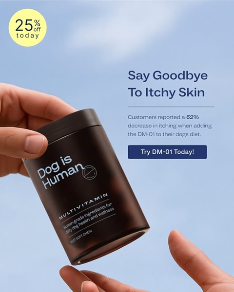 A clean, lifestyle-oriented ad creative showing a hand holding a multivitamin bottle against a clear sky backdrop, highlighting a specific customer satisfaction statistic.