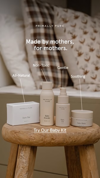 baby care kit, baby skincare, baby products, infant care, baby grooming, newborn care, baby essentials, product launch, brand awareness, lifestyle, minimalist, warm, trustworthy, neutral, brown, mother's day