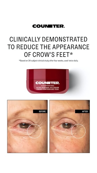 eye cream, anti aging cream, wrinkle cream, under eye treatment, facial moisturizer, skincare cream, eye care, social proof, product launch, minimalist, trustworthy, neutral, red