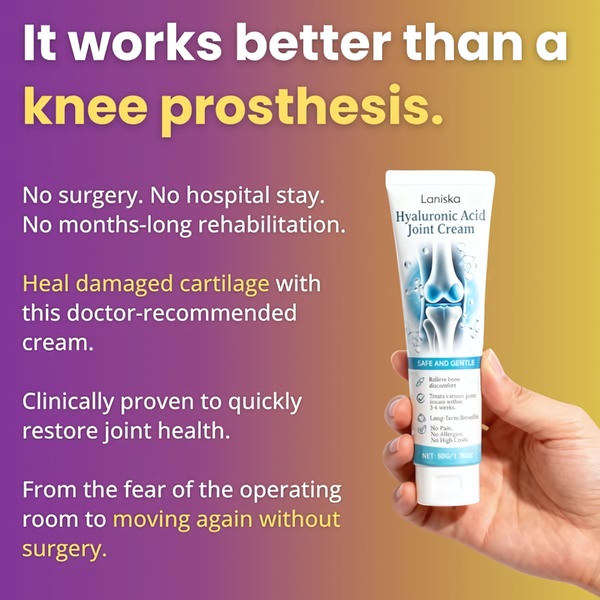 A square ad creative featuring a direct comparison between using a joint cream and undergoing invasive knee surgery.