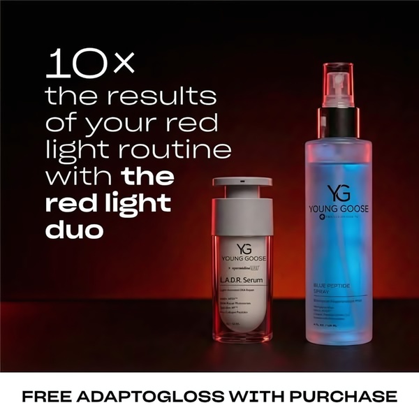 skincare serum, face serum, anti-aging serum, beauty serum, facial treatment, skincare products, red light therapy, bundle offer, product launch, minimalist, luxurious, bold, red, blue, black