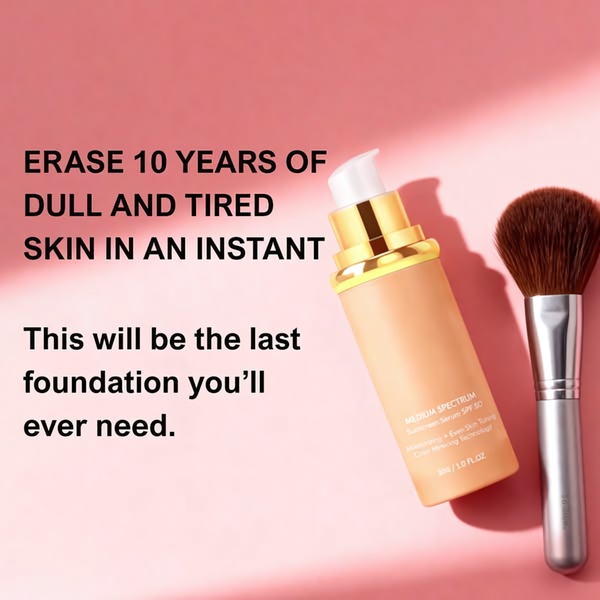 foundation, liquid foundation, makeup base, face makeup, cosmetic foundation, beauty foundation, skin foundation, product launch, minimalist, luxurious, warm, pink, gold