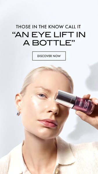 eye serum, eye cream, anti-aging serum, skincare serum, eye treatment, facial serum, product launch, brand awareness, minimalist, luxurious, trustworthy, neutral, purple