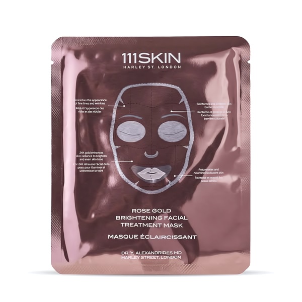 facial mask, face mask, sheet mask, skincare mask, beauty mask, treatment mask, brightening mask, product launch, minimalist, luxurious, pink, gold