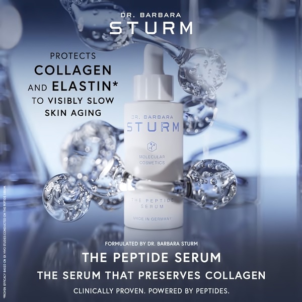 anti-aging serum, peptide serum, collagen serum, face serum, skincare serum, anti-wrinkle serum, skin treatment, product launch, brand awareness, minimalist, luxurious, trustworthy, blue, neutral
