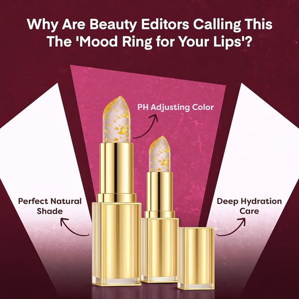 lipstick, lip color, lip makeup, cosmetics, beauty products, makeup, lip products, product launch, social proof, minimalist, modern typography, luxurious, bold, purple, gold, pink