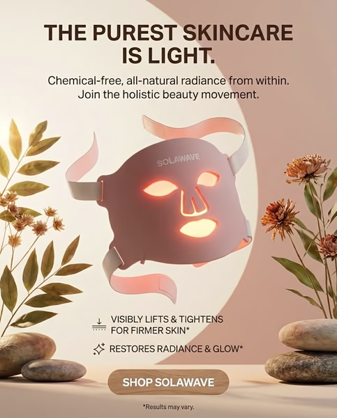 led face mask, light therapy device, facial light therapy, led skincare mask, red light therapy mask, beauty light device, led facial treatment, brand awareness, product launch, minimalist, calm, luxurious, neutral, brown