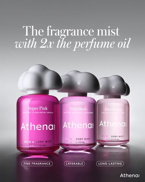 body mist, fragrance mist, hair mist, body spray, perfume mist, scented mist, fragrance spray, product launch, minimalist, luxurious, pink, neutral