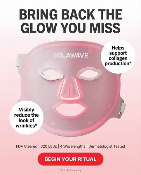 led face mask, light therapy mask, facial led device, red light therapy mask, skincare device, anti-aging mask, led beauty mask, product launch, brand awareness, minimalist, fresh, trustworthy, pink, red