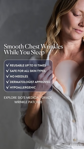 wrinkle patches, anti aging patches, chest patches, silicone patches, skincare patches, wrinkle treatment, beauty patches, product launch, brand awareness, lifestyle, calm, trustworthy, neutral