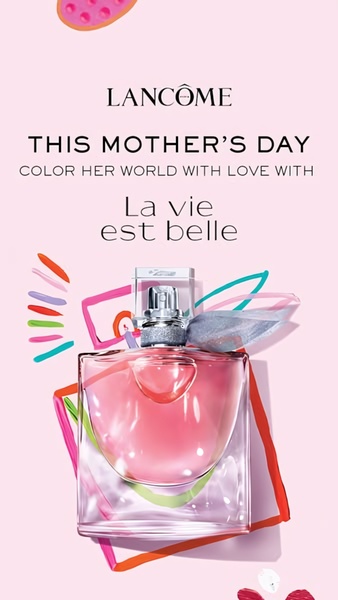 perfume, fragrance, eau de parfum, women's perfume, designer fragrance, brand awareness, minimalist, playful, warm, pink, pastel, mother's day