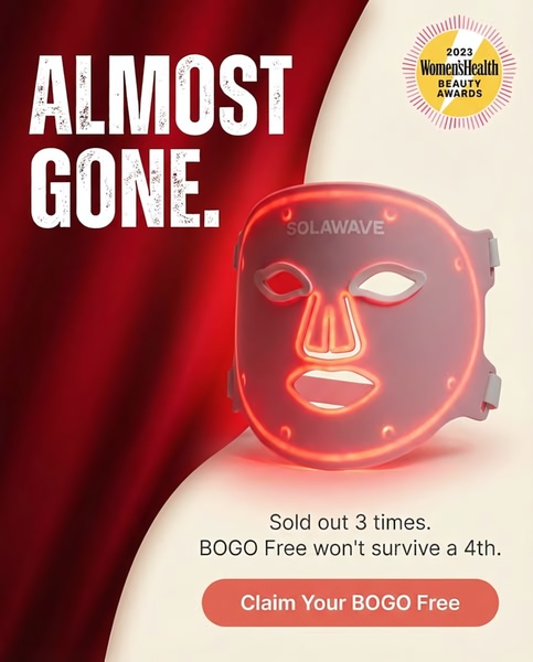 led face mask, light therapy mask, red light mask, facial light device, led skincare mask, phototherapy mask, beauty light mask, limited time deal, social proof, minimalist, bold, energetic, red, neutral