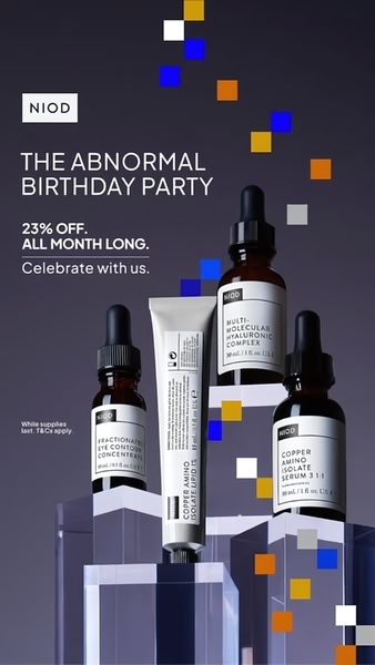 skincare serum, face serum, anti aging serum, hyaluronic acid, skincare products, beauty serum, facial treatment, sale promotion, minimalist, modern typography, bold, luxurious, blue, orange, neutral
