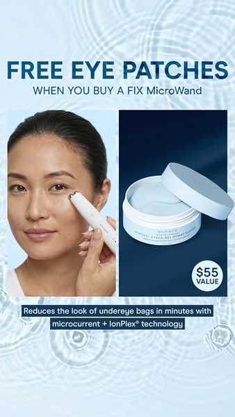 microcurrent device, facial device, beauty device, skincare tool, anti-aging device, face massager, eye treatment device, bundle offer, lifestyle, fresh, trustworthy, blue, neutral