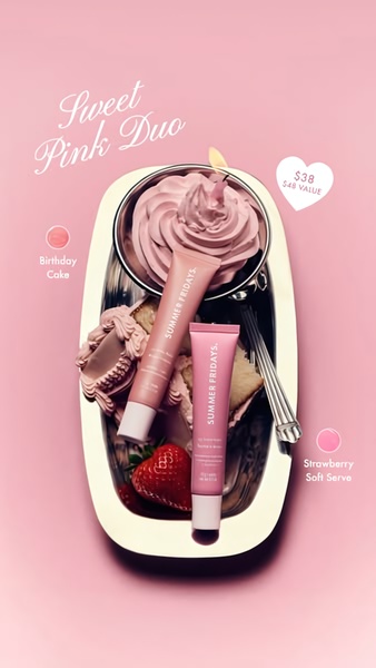 lip gloss, lip set, cosmetics duo, beauty set, lip products, makeup set, lip care, bundle offer, flat lay, playful, warm, pink