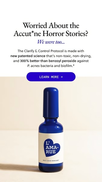 acne treatment, facial serum, skin care serum, acne serum, skincare treatment, face treatment, anti-acne product, brand awareness, product launch, minimalist, trustworthy, calm, blue, neutral