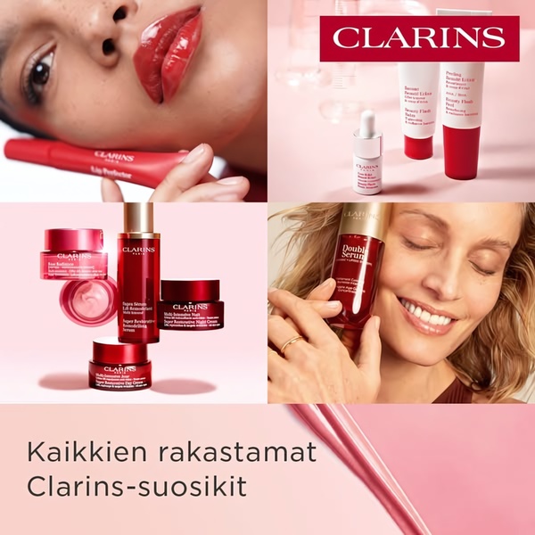 facial serum, face moisturizer, lip gloss, skincare products, beauty balm, bestseller push, lifestyle, minimalist, fresh, luxurious, pink, red, neutral