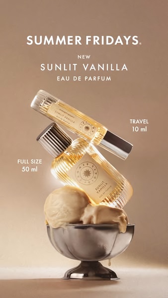 eau de parfum, perfume, fragrance, scent, vanilla perfume, new arrival, minimalist, editorial, calm, luxurious, neutral, gold