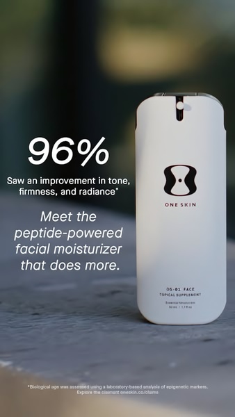 facial moisturizer, face cream, skin care serum, anti aging cream, peptide moisturizer, face lotion, skincare product, social proof, product launch, minimalist, trustworthy, calm, neutral, green
