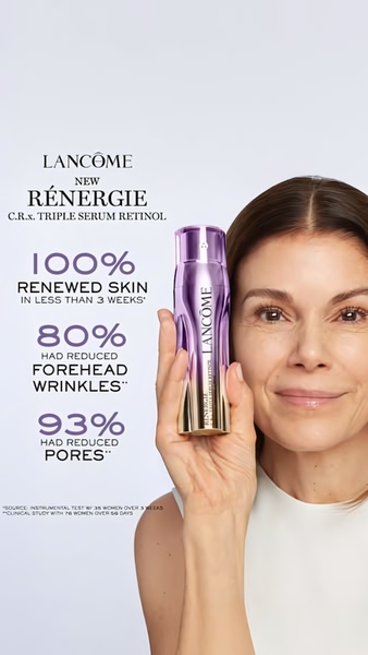 anti-aging serum, retinol serum, face serum, skincare serum, wrinkle serum, skin renewal serum, facial treatment, product launch, social proof, minimalist, trustworthy, luxurious, purple, neutral