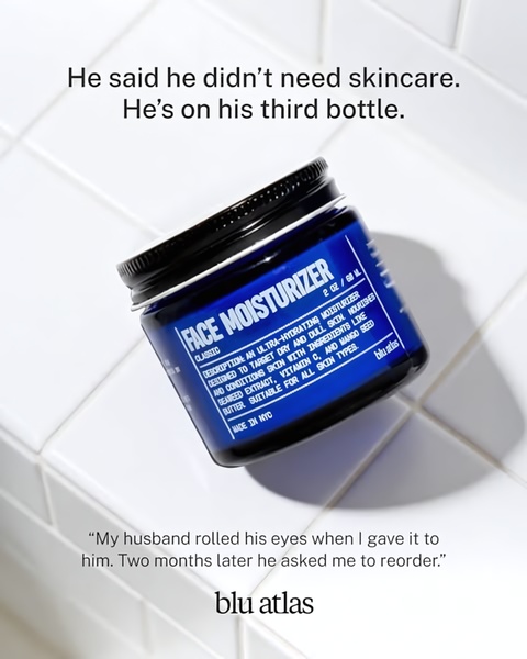 face moisturizer, facial cream, skin moisturizer, face cream, skincare cream, moisturizing cream, daily moisturizer, social proof, minimalist, playful, blue, neutral