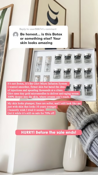 skincare serum, face serum, anti aging serum, micro infusion system, skin treatment, beauty serum, facial serum, sale promotion, social proof, ugc style, trustworthy, neutral, pink