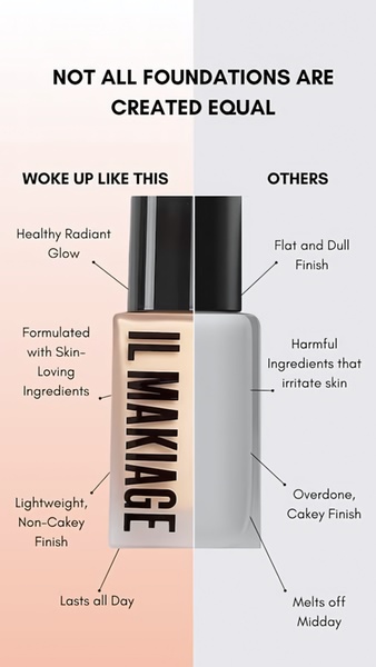 foundation, makeup base, liquid foundation, face makeup, cosmetics, beauty products, product launch, brand awareness, minimalist, modern typography, trustworthy, bold, neutral, pink