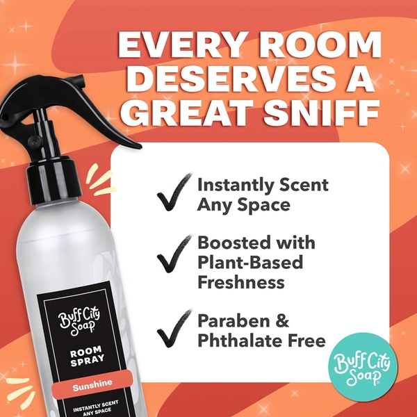 room spray, air freshener, home fragrance, scent spray, room freshener, fragrance mist, home spray, product launch, brand awareness, minimalist, modern typography, energetic, fresh, orange, neutral