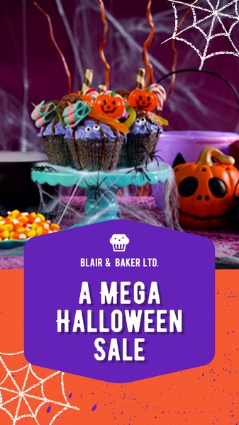 halloween decorations, party supplies, halloween treats, seasonal decorations, halloween candy, spooky decorations, halloween party, sale promotion, lifestyle, playful, purple, orange, halloween