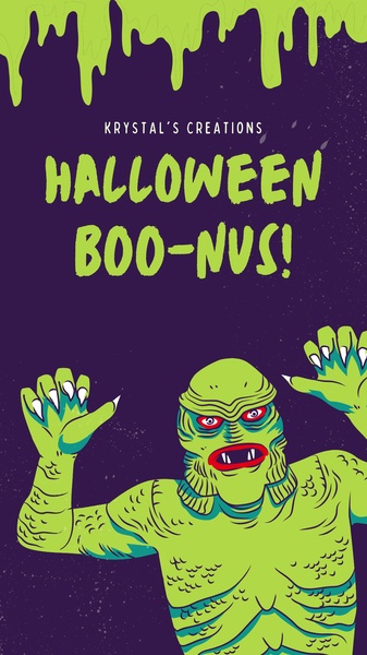 A seasonal promotion graphic featuring a swamp creature illustration to drive urgency and interest for a Halloween-themed sale.