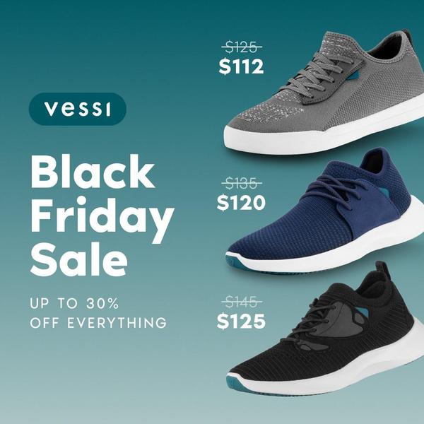 A clean, color-blocked 1:1 square ad showcasing three different shoe models with clear original and sale price comparisons.