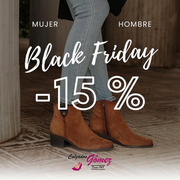 This ad uses a clean, focused image of suede ankle boots to communicate a 15% discount for both men and women during a major holiday sale.