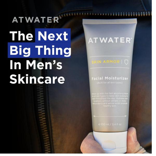 facial moisturizer, face cream, skincare lotion, men's moisturizer, daily moisturizer, product launch, brand awareness, lifestyle, trustworthy, bold, blue, neutral