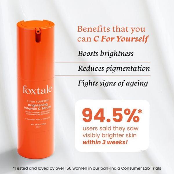 vitamin c serum, brightening serum, face serum, skincare serum, anti aging serum, social proof, product launch, minimalist, trustworthy, fresh, orange, neutral