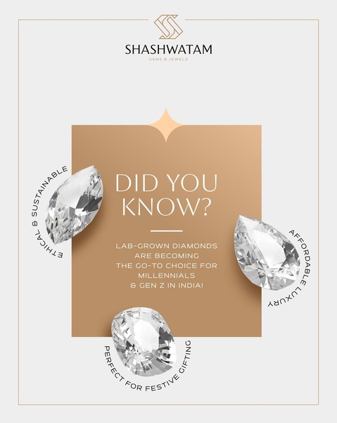 A high-contrast informational graphic that positions lab-grown diamonds as the ethical and affordable choice for younger demographics.