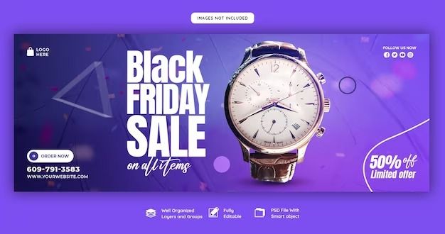 wrist watch, analog watch, leather strap watch, mens watch, luxury watch, holiday sale, discount offer, modern typography, minimalist, energetic, bold, purple, neutral, black friday