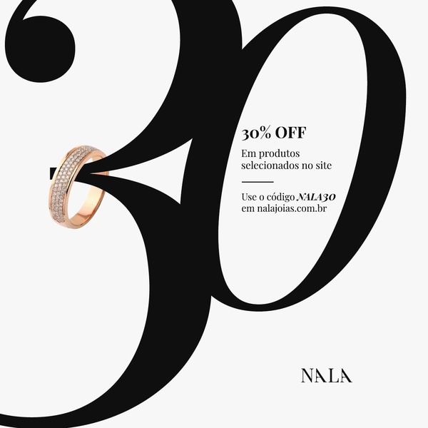 A clean, minimalist promotion graphic featuring a diamond ring set against a large, bold typographic design to highlight a site-wide discount.