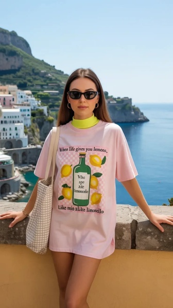 graphic t-shirt, oversized tee, pink t-shirt, short sleeve top, casual tee, brand awareness, new arrival, lifestyle, fresh, playful, pink, blue, neutral