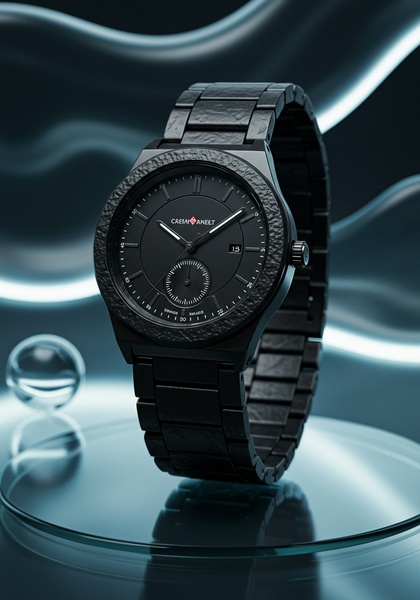 wrist watch, analog watch, mens watch, black metal watch, luxury watch, stainless steel watch, bestseller push, brand awareness, minimalist, editorial, luxurious, calm, black, neutral