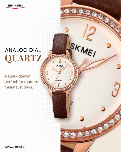 analog watch, quartz watch, leather strap watch, womens watch, dress watch, bestseller push, minimalist, editorial, luxurious, calm, neutral, brown, gold
