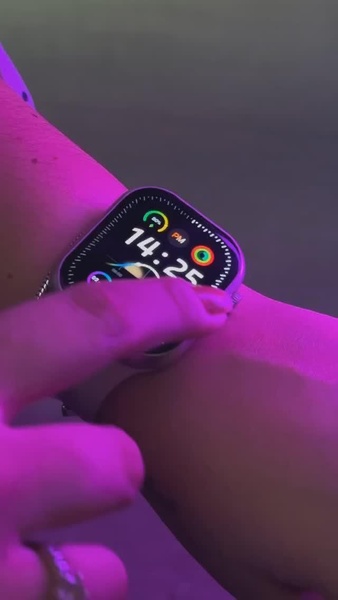 smartwatch, digital watch, wrist watch, wearable tech, fitness tracker, product demo, brand awareness, ugc style, lifestyle, energetic, purple, pink