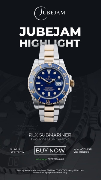 luxury wristwatch, analog watch, stainless steel watch, luxury timepiece, two tone watch, bestseller push, minimalist, editorial, luxurious, bold, black, blue, neutral