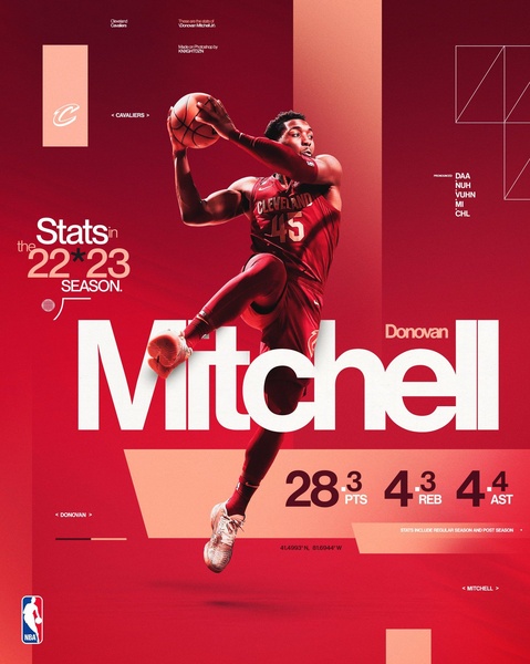 This creative showcases a high-impact, minimalist player stat card featuring bold typography and a central action shot of a basketball player.