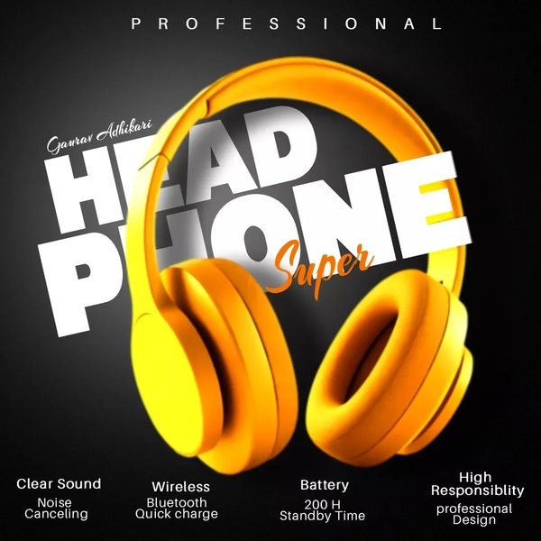 A clean, studio-lit headphone ad featuring a bold yellow product against a black background with clear, high-contrast feature highlights.