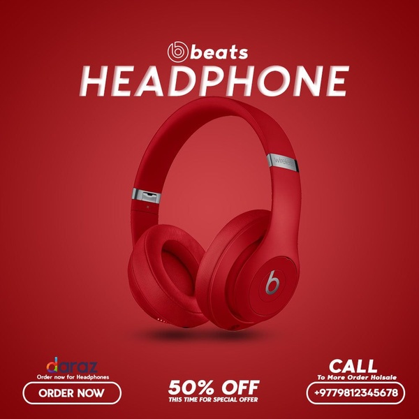A high-contrast promotional ad featuring a product hero shot against a solid red background with a clear discount offer and direct order CTA.