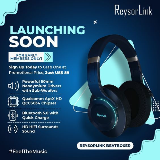 A clean, professional promotional ad highlighting product specs and a launch discount for early members.